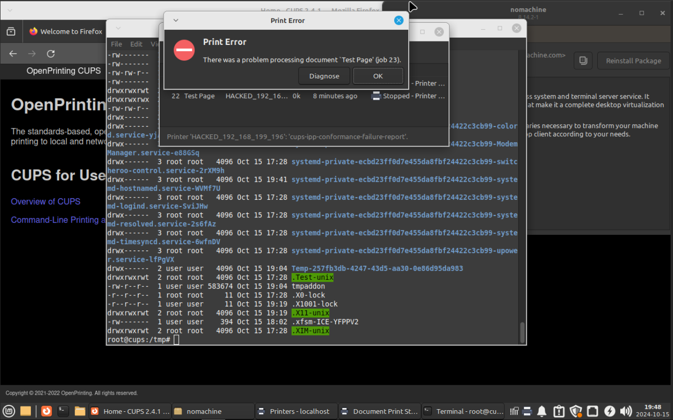 Print error displayed after exploit execution
